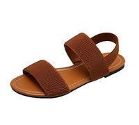 Chaussures Confort Femme Ete Confortable Sandales de sport femmes élastiques et élastiques été nouveau commerce extérieur semelle plate vêtements Chaussures Femme Ete Chic Chaussure (Brown 40)