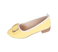Chaussures confortables en cuir véritable pour femme - Semelle souple - Boucle - Ballerines basses - Talon compensé - Pantoufles respirantes - École d'été - Boucle en métal, e, 38 EU