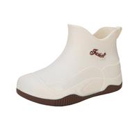 Chaussures Confortables Et Élégantes Pour Pieds Sensibles Women's Rain Boots Water Shoes Top Rubber Shoes Casual And Fashionable All Outdoor Work Fishing Car Washing Kitchen Non Chaussures (White, 38)
