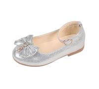 Chaussures Cristal Bébé Princesse Filles Enfants Danse Bowknot Unique Peu Profond Infantile (Silver, 25 Toddler)