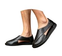 Chaussures Cuir Homme Ajourée Coupe Ouverte Respirant Légère Coutures Faites à la Main Chaussures de Plage Homme Respirant Antidérapants Mocassins à Enfiler Plateforme