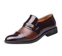 Chaussures Cuir Homme Mode, Derby Mens Shoes, Mode été et Automne en Cuir Bout Pointu Talon Bas sans Lacet Creux Respirant Bouche Peu Profonde (Brown 46)