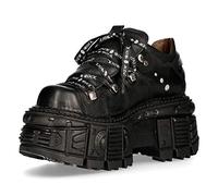 Chaussures Cuir Militaire Unisexe NEW ROCK Original Plateforme M.TANK120NSHLACE-S1, Noir , 42 EU