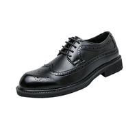Chaussures d'affaires classiques à lacets pour homme - Richelieu formel - Bout rond - En cuir - Talon bloc - Antidérapantes - Tendance - Pour mariages et bals de fin d'année, Noir , 39 1/3 EU