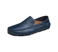Chaussures d'affaires légères 44, mocassins pour homme, en cuir, sans lacets, unisexes, chaussures en cuir, chaussures de travail, chaussures basses respirantes, chaussures légères pieds nus, bleu, 42