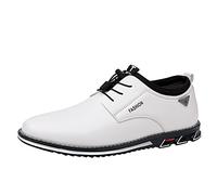 Chaussures d'affaires pour homme - Légères - En cuir - Extra larges - Chaussures de soirée - Chaussures de loisirs minimalistes - Respirantes - Couleur unie - Tailles 39 à 48, Blanc., 41 EU