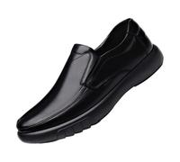 Chaussures d'affaires pour homme sans lacets - Mocassins à enfiler - Bout uni - Chaussures plates - Coupe basse - Antidérapantes - Pour un usage quotidien au bureau, Noir , 40 2/3 EU