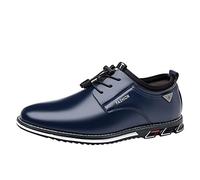 Chaussures d'affaires respirantes et confortables à lacets pour le travail, les loisirs, chaussures en cuir unies pour homme, bleu, 43 EU