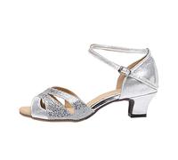 Chaussures Danse Latine Femme Chaussons Jazz Mariage Pieds Larges Chaussure Talon Classique Chausson De Plates Pour Femmes Modern Ballerines Cuir Baskets Et Sport Confortable Elegante,Argent-d,37
