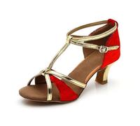 Chaussures Danse Latine Talons Hauts Confortables Semelle Souple Pratique Sociale Élégantes Filles Femmes (Red, 38)