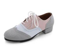 Chaussures Danse Talons Bas à Enfiler Bout Fermé Chaussures Claquettes Danse avec Semelle Fendue Son Clair et Net Taille 34-46 AdaptéEs Femmes,Hommes Lacets Standard Idéales pour Les débutantes