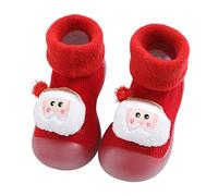 Chaussures d'apprentissage de la marche pour bébé - Chaussures pieds nus pour bébé - Chaussures pour enfant - Doudou - Chaussures épaisses - Chaussures d'hiver - Confortables - Fermées, rouge, 22 EU