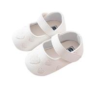 Chaussures d'apprentissage de la marche pour bébé fille - Chaussures souples et confortables - Avec motif cœur - Semelle souple - Baskets minimalistes - Vintage - Baskets légères, Blanc2, 3 mois