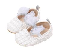 Chaussures d'apprentissage de la marche pour bébé fille de 0 à 12 mois - Chaussures Kawaii - Chaussures de princesse Mary Jane - Avec nœud - Élégantes - Couleur unie - Respirantes, Blanc1, 3 mois