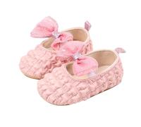Chaussures d'apprentissage de la marche pour bébé fille de 0 à 12 mois - Chaussures Kawaii - Chaussures de princesse Mary Jane - Avec nœud - Élégantes - Couleur unie - Respirantes, Rose 1, 3 mois