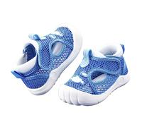 Chaussures d'apprentissage pour bébé fille - Antidérapantes et légères - Anti-collision - Semelles souples et confortables - Rondes, bleu, 14 EU