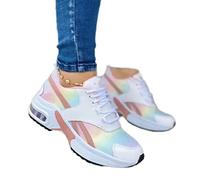 Chaussures d'automne pour femme - Maille respirante - Patchwork - Baskets compensées de sport vulcanisées à lacets - Chaussures de course à pied - Mixte, 43