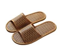 Chaussures de bain pour homme et femme - Pantoufles de bain - Chaussures de plage - Pour l'intérieur - Antidérapantes - En lin - Bambou - Paille - Pantoufles d'été pour la maison, jaune, 45