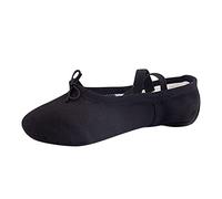 Chaussures de ballerine pour fille - Chaussons de ballet antidérapants avec sangles pré-cousues - Ballerines confortables - Facile à enfiler, Noir , 30 EU