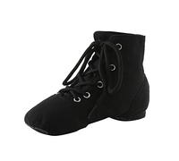 Chaussures de ballet à lacets pour filles, chaussures de pratique de scène noires avec laçage avant, bout arrondi et semelle souple pour classe, performance en intérieur, échauffement de yoga et