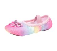 Chaussures de ballet, arc-en-ciel, avec joli papillon, appartements, semelle en cuir, chaussures de danse, élégantes et tendance, chaussures de ballet de performance pour fille, Rose, 27 EU