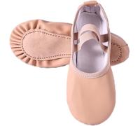 Chaussures de Ballet, Chaussures de Pointe, Semelles en Cuir, Chaussures de Danse for Filles, Pantoufles de Ballet en Toile, Plates,(Free Lace Full Sole,21)