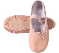 Chaussures de Ballet, Chaussures de Pointe, Semelles en Cuir, Chaussures de Danse, Pantoufles de Ballet en Toile for Filles(Lace Up Full Sole,21)