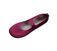 Chaussures de ballet confortables et décontractées pour femme - Bout rond - Pliables - Respirantes - Couleur unie - Grande largeur - En tricot classique - Pour le travail et le bureau, bordeaux, 40.5