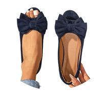 Chaussures de Ballet féminines élégantes et Confortables pour Le Travail ou Les avec Un nœud raffiné en Mode Slip-on (Navy-c, 38)