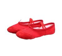 Chaussures De Ballet Fille Enfants Pantoufles Danse Toile Professionnelle Semelle Souple Filles Femmes Yoga Gym Danseur(Red,36)