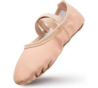 Chaussures de Ballet pour Fille - En Cuir avec Doublure en Coton Épais - Semelle en Cuir - Danse pour Enfants - Sangles Pré-cousues - Ballet Rose, 33 EU