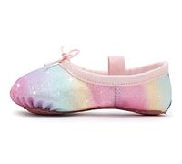 Chaussures de ballet pour fille - Paillettes - Chaussures de danse - En cuir - Semelle complète - Pour enfants et tout-petits - Pour la danse, la performance, la gymnastique, Arc-en-ciel, 28 EU