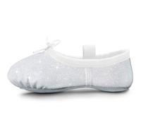 Chaussures de ballet pour fille - Paillettes - Chaussures de danse - En cuir - Semelle complète - Pour enfants et tout-petits - Pour la danse, la performance, la gymnastique, Blanc., 21 EU