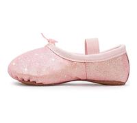 Chaussures de ballet pour fille - Paillettes - Chaussures de danse - En cuir - Semelle complète - Pour enfants et tout-petits - Pour la danse, la performance, la gymnastique, Rose, 26 EU