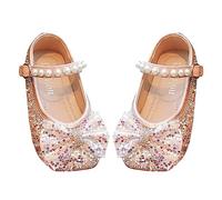 Chaussures de ballet pour fille - Princesse scintillante - Perle scintillante - Petite et grande fille - Mariage - École - Baskets en maille, Rose, 27 EU