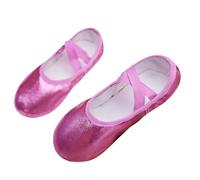 Chaussures de ballet pour filles avec semelle en cuir fendu et toile - Chaussures de gymnastique élastiques à lacets - Couleur unie - Semelle souple - Chaussures plates confortables pour le yoga, 01