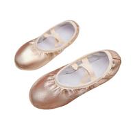 Chaussures de ballet pour filles avec semelle en cuir fendu et toile - Chaussures de gymnastique élastiques à lacets - Couleur unie - Semelle souple - Chaussures plates confortables pour le yoga, 01