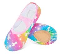 Chaussures de ballet pour filles et tout-petits, chaussons de danse en cuir synthétique souple, chaussures plates pour enfants, semelle pour yoga, gymnastique, Licorne arc-en-ciel., 27.5 EU