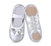 Chaussures de Ballet pour Filles, Tout-Petits, Enfants, Design pailleté avec Un Joli Arc divisé, Chaussures de Danse pour la Pratique de Danse Argent EU26