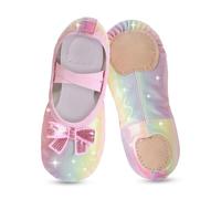 Chaussures de ballet pour filles, tout-petits, enfants, design pailleté avec un joli arc divisé, chaussures de danse pour la pratique de danse, le ballet, les spectacles sur scène, la gymnastique EU34