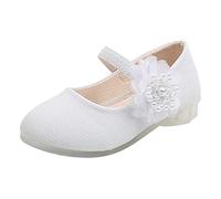 Chaussures de baptême pour fille - Chaussures en cuir pour bébé - Chaussures de princesse - Antidérapantes - Chaussures de danse - Chaussures individuelles pour bébé, Blanc., 27 EU