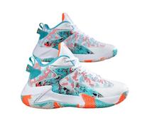 Chaussures de basket-ball pour homme - Respirantes et rembourrées - Légères et résistantes à l'usure - Pour le sport, la gym, la course à pied - Blanc et bleu - Taille 36, Blanc Orange 38, Medium