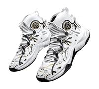 Chaussures de Basket Montantes Homme - Tige en Mesh Respirant, Absorption des Chocs, Semelle Extérieure Antidérapante pour Entraînement, Match et Usage Quotidien(White,43 EU)