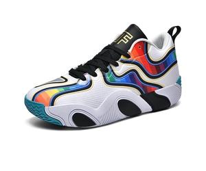 Chaussures de Basket Unisexe Amorties Respirant Antidérapant Sneakers Sport(White,44 EU)
