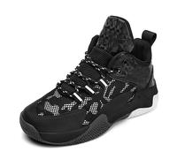 Chaussures de basketball pour enfant - Baskets pour fille - Chaussures de basketball hautes confortables pour (petit enfant/grand enfant) - Taille 21, Noir , 34 EU