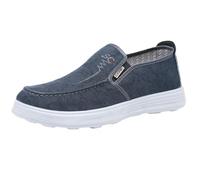 Chaussures de Bateau Hommes Baskets Chaussures de Sport Respirantes Printemps été Légères Casual Toile Chaussures pour Travail Et Déplacements (Blue, 39)