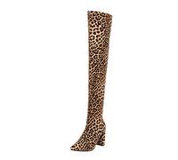 Chaussures de botte pour femme Hautes Genoux stretch Bottes Femelles Confortable Elégantes Mode Couleur unie Femme Bottine Souple Casual rétro Cowboy Automne Hiver Chaudes Talon moyen pointu