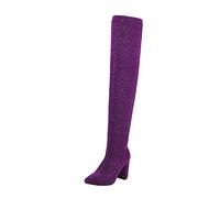 Chaussures de botte pour femme Hautes Genoux stretch Bottes Femelles Confortable Elégantes Mode Couleur unie Femme Bottine Souple Casual rétro Cowboy Automne Hiver Chaudes Talon moyen pointu