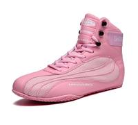 Chaussures De Boxe pour Hommes Et Femmes, Baskets Légères Montantes, Respirantes, Chaussures De Sport D'entraînement Athlétique avec Un Haut Soutien,Rose,37 EU