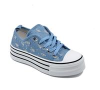 Chaussures de canevas à plateforme casual à paillettes pour femmes, style preppy uni et punk avec lacets pailletés Ces baskets décontractées en toile denim sont le complément parfait pour ceux qui rec